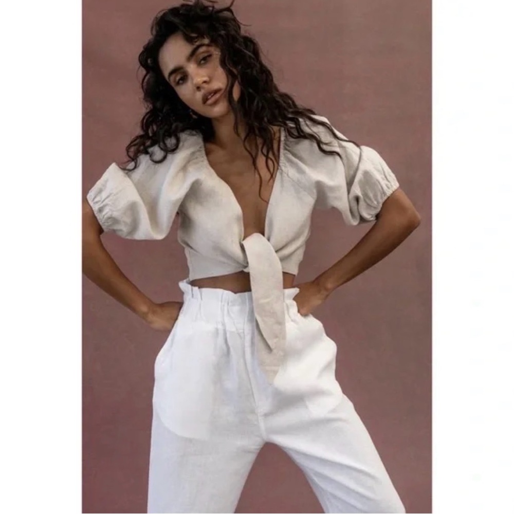 Posse Cream Mia Linen Top